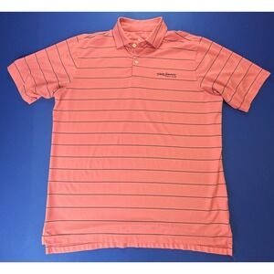 F&G Tech Golf Polo Shirt Mens L Pink Stripe Short Sleeve Rio Secco Golf Club